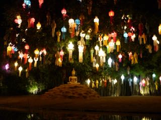 festival of lights. wat phan tao, chiang mai.