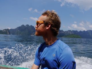 windswept coif while touring the giant lake. khao sok.